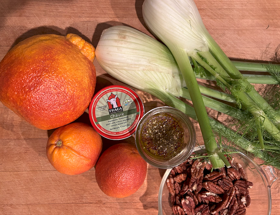 Citrus Fennel Salad with Fraga Farm Chèvre Maple Dressing