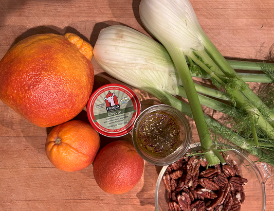 Citrus Fennel Salad with Fraga Farm Chèvre Maple Dressing