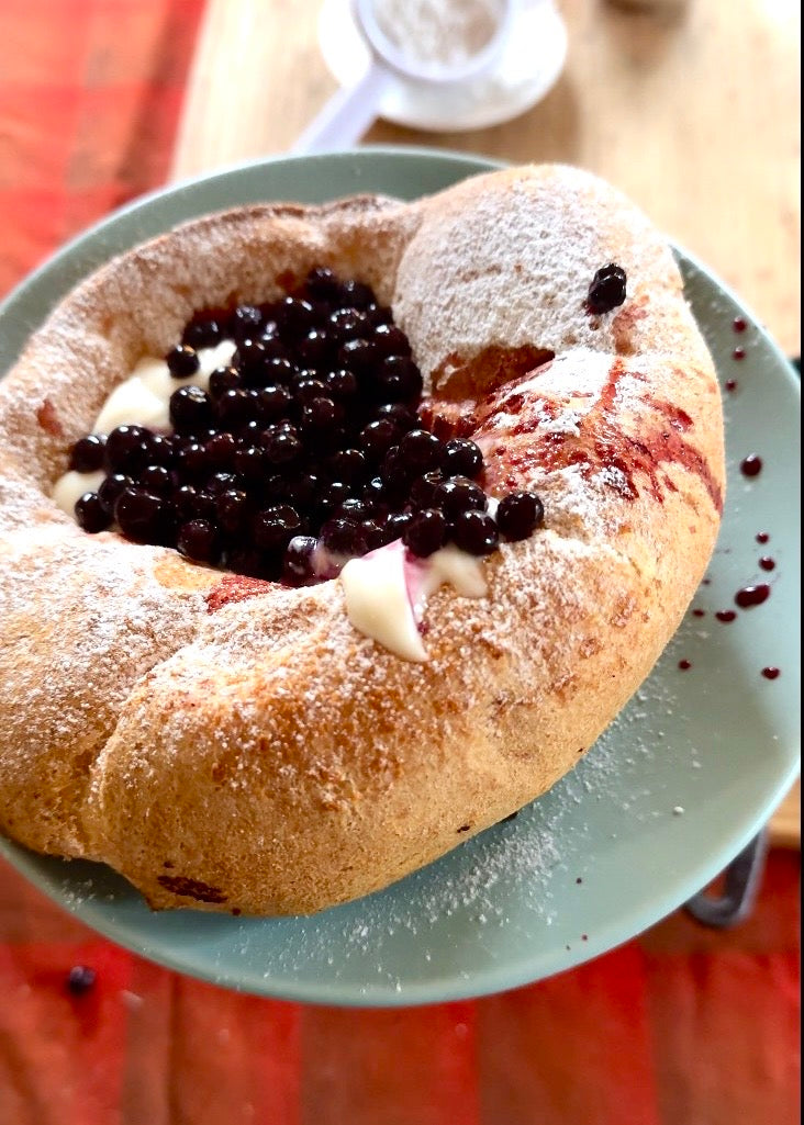 Dutch Baby with Whipped Chevre - huge reward, little effort!